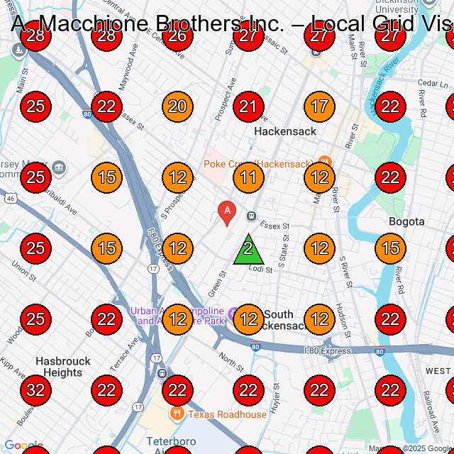 A. Macchione Brothers Inc. GeoGrid visibility map for Paving Contractor in Hackensack